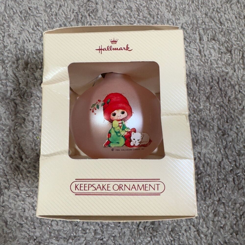 Hallmark Ornament Glass Classic 1984 A Gift Of Friendship Cat Kitten Vintage NEW